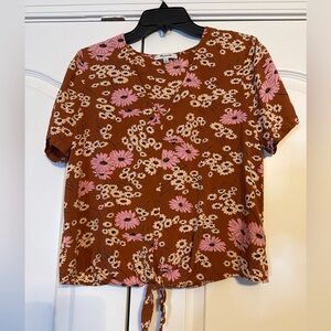 Madewell Medium Floral Brown and Pink Women's Top